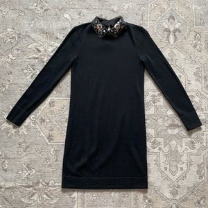 Club Monoco Black knit dress embellished collar